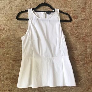Theory sleeveless white cotton blouse w/ peplum M